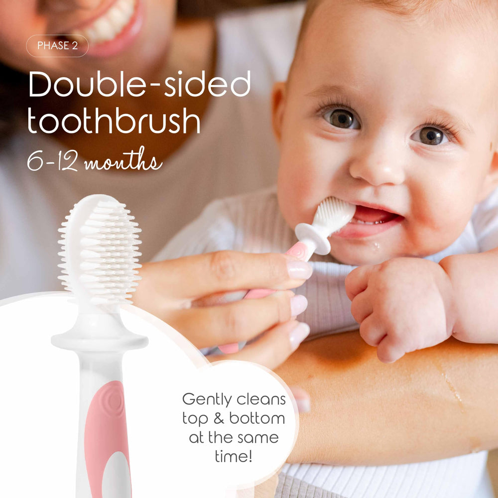 Display of the three-pack Cherish Baby Care toothbrush set