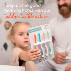 Award-winning Cherish Baby Care toothbrush kit packaging in teal