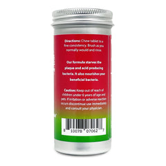 120-count box packaging of Chew Brush Smile toothpaste tablets