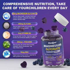 Chewable magnesium glycinate gummies for sleep and calm for adults and kids 6+