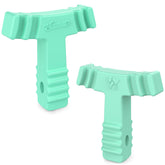 Mint green Chewies for Invisalign aligners on a white background