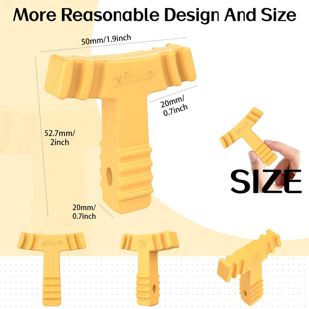 Easy-grip T-shape handle on aligner chewies