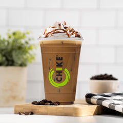 CHIKE vanilla latte single-serve packet ideal for post-workout recharge.