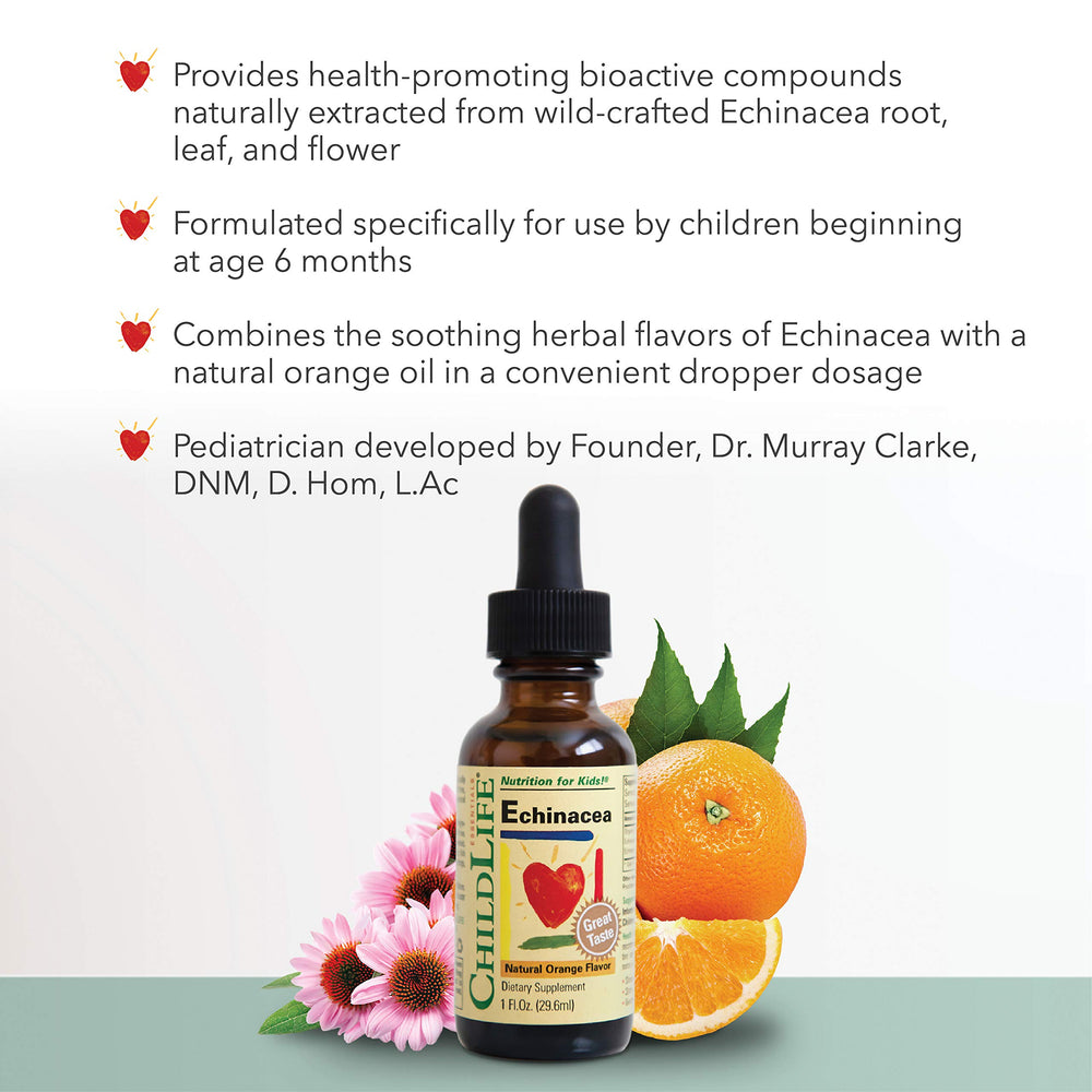Orange flavor label for Child Life Echinacea