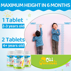 Child taking an orange calcium vitamin chewable