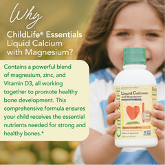 Orange-flavored calcium supplement bottle from CHILDLIFE ESSENTIALS