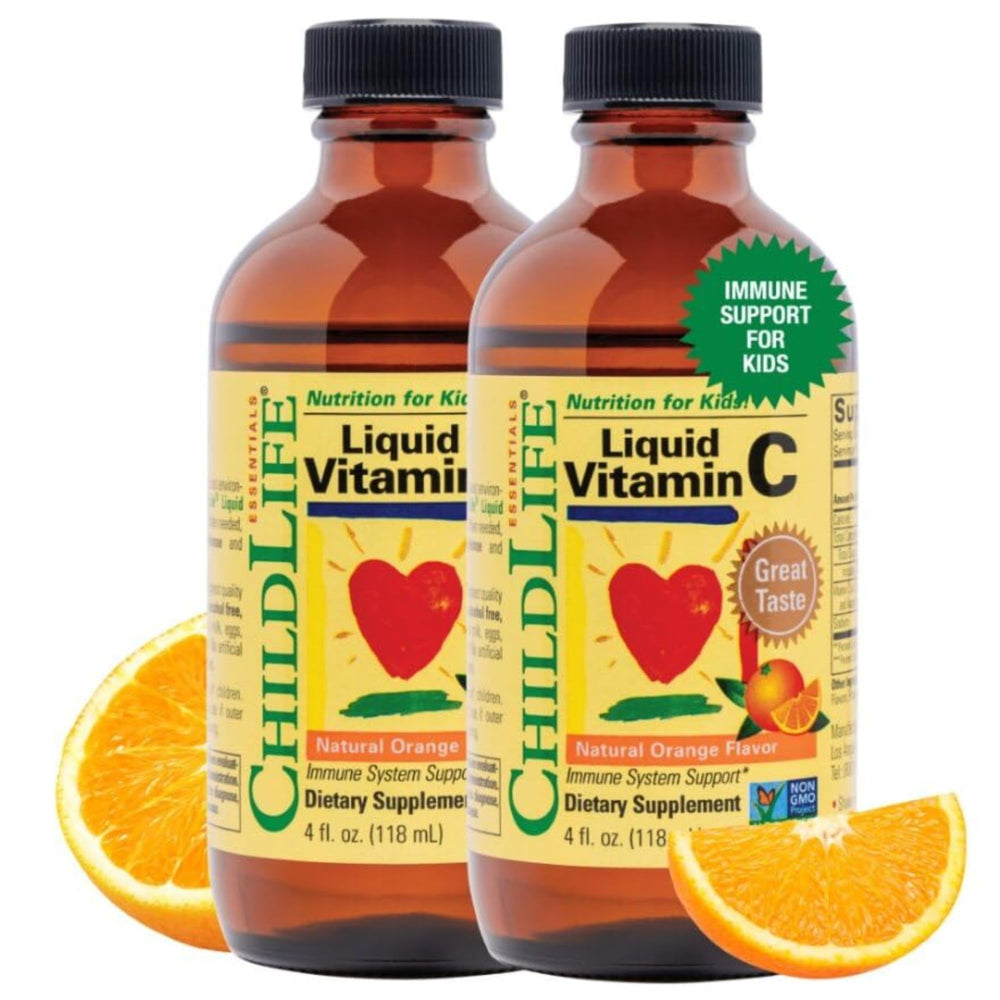 Front view of CHILDLIFE Essentials Liquid Vitamin C bottles in a pack of 2