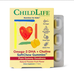 Front view of CHILDLIFE ESSENTIALS Omega-3 DHA + Choline SoftChew Gummies for Kids