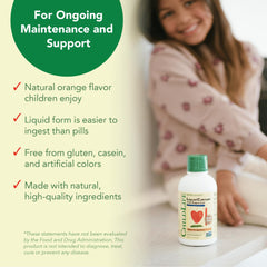 Child taking the liquid calcium supplement with a spoon