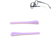Purple/Pink children's eyeglass end tips with square hole and anti-slip rubber