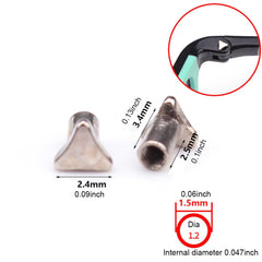 Close-up of tiny triangle and hex screws for kids' glasses