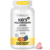 Bottle of children's chewable multivitamin showing 200 chewables