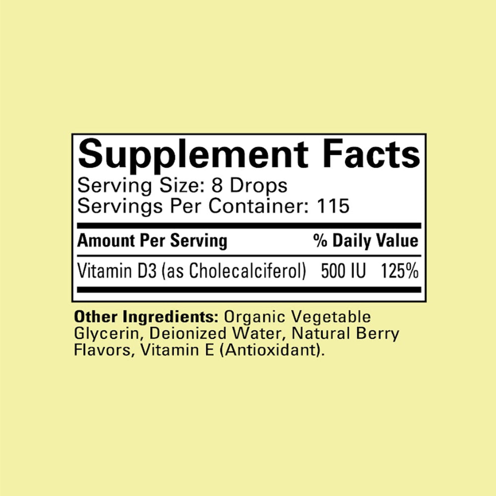 Infant administration of Vitamin D3 drops showing 6 drops dosage