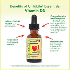 Nutrition facts and serving size for Vitamin D3 drops