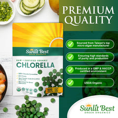 Chlorella powder and tablets lifestyle shot