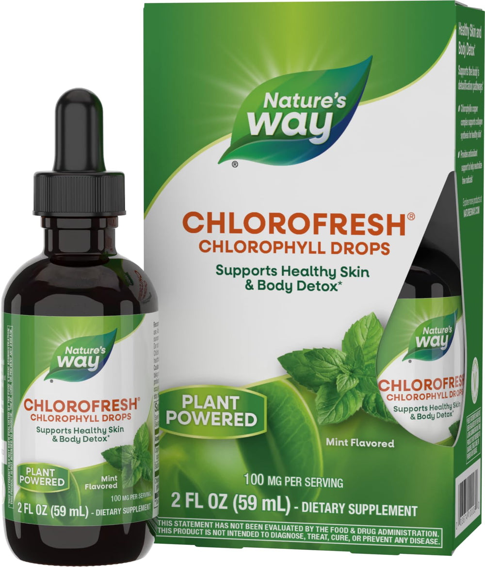 Nature's Way Chlorofresh mint liquid chlorophyllin drops bottle and dropper