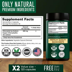 USA-made non-GMO chlorophyll capsules bottle label