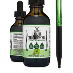 Double Wood Chlorophyll Drops bottle with peppermint flavor, 2oz