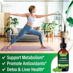 Pack of four NEW AGE Chlorophyll Liquid Drops bottles with label visible