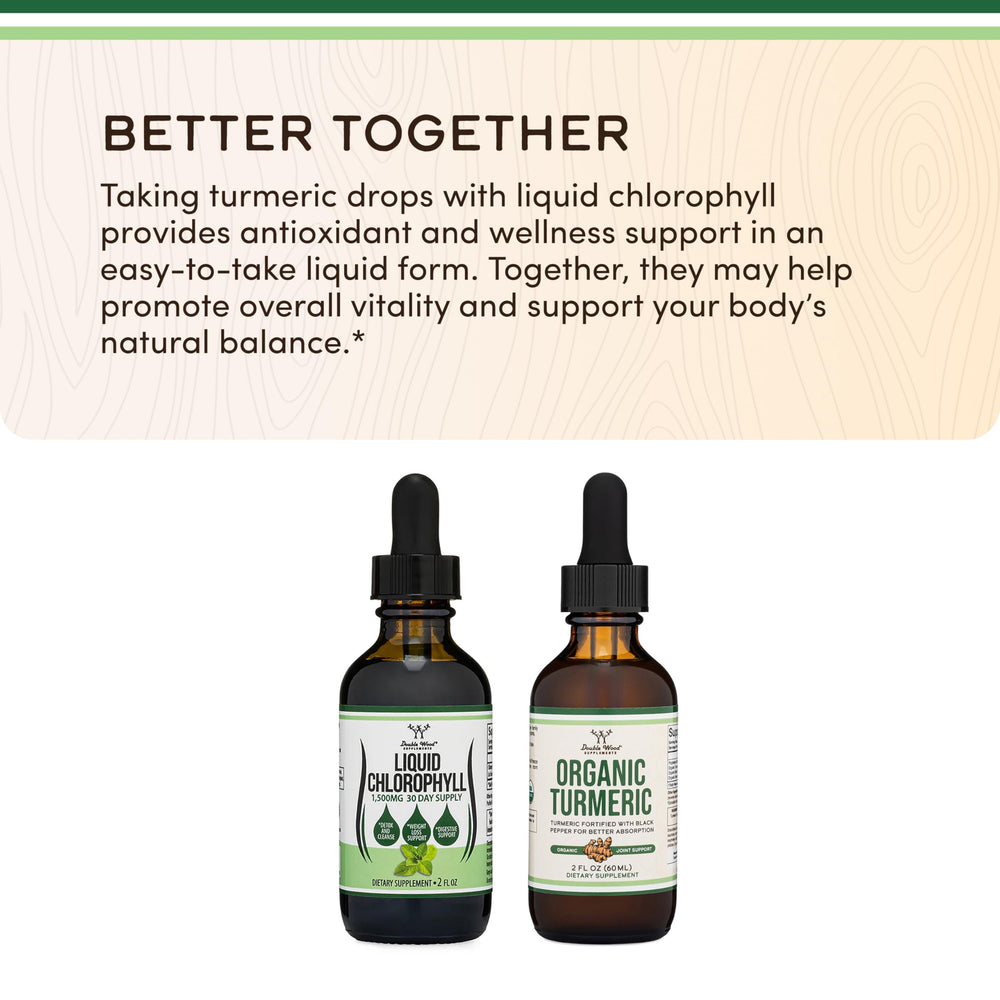 Chlorophyll Drops packaging showing ingredients and USA-made manufacturing