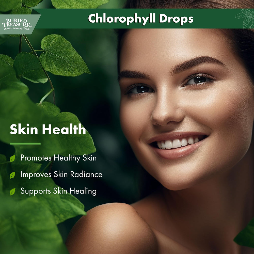 Chlorophyll drops being added to a glass of water