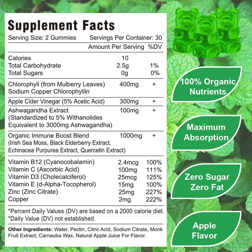 Close-up of Apple flavor Chlorophyll Gummies