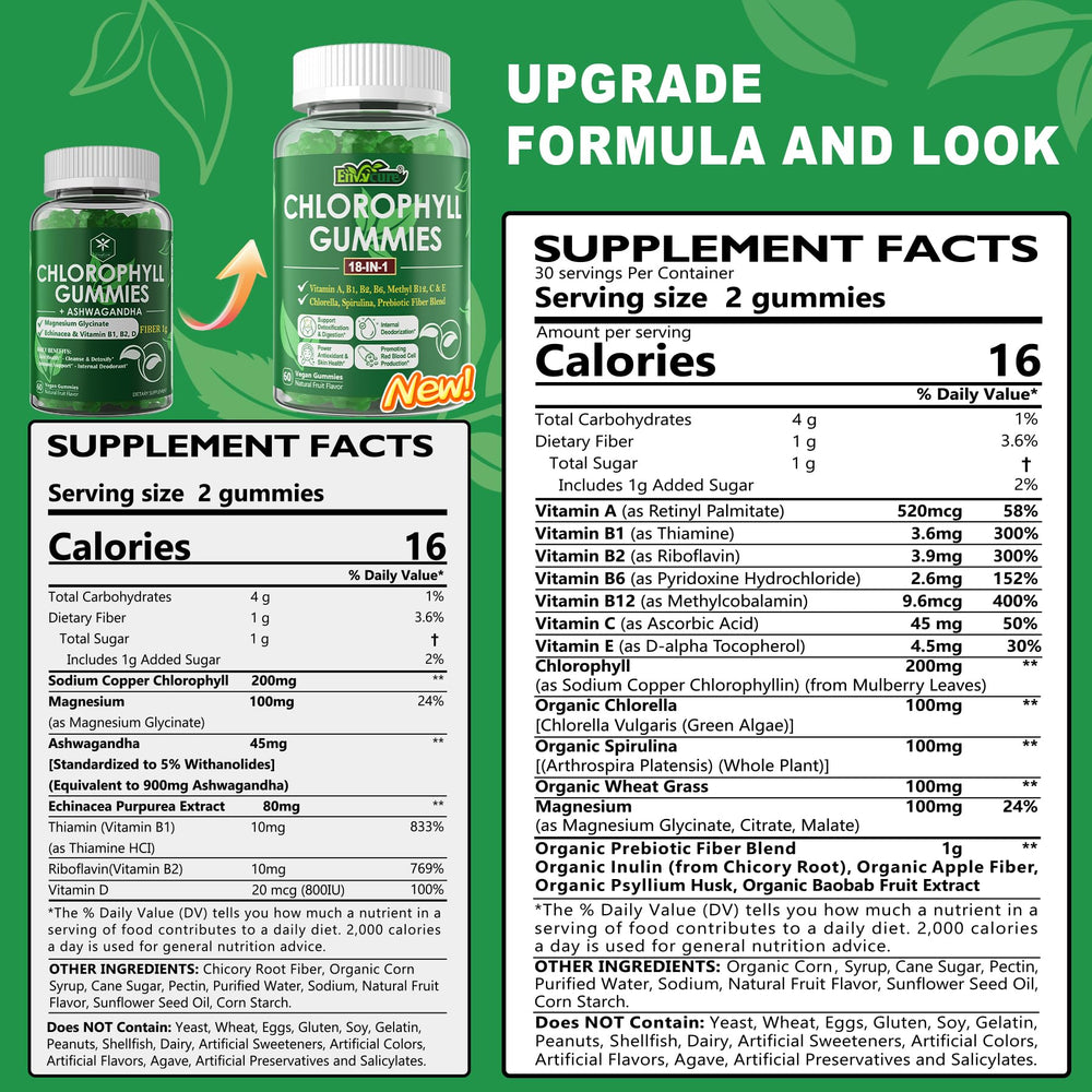 Ingredients listing for Chlorophyll Gummies 18-IN-1