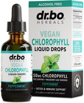 Chlorophyll Liquid Drops bottle with mint flavor label