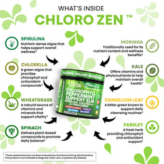 Chlorophyll odor-control blend with spirulina and chlorella