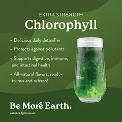 Close-up of Nature's Sunshine chlorophyll stick pack being poured into water