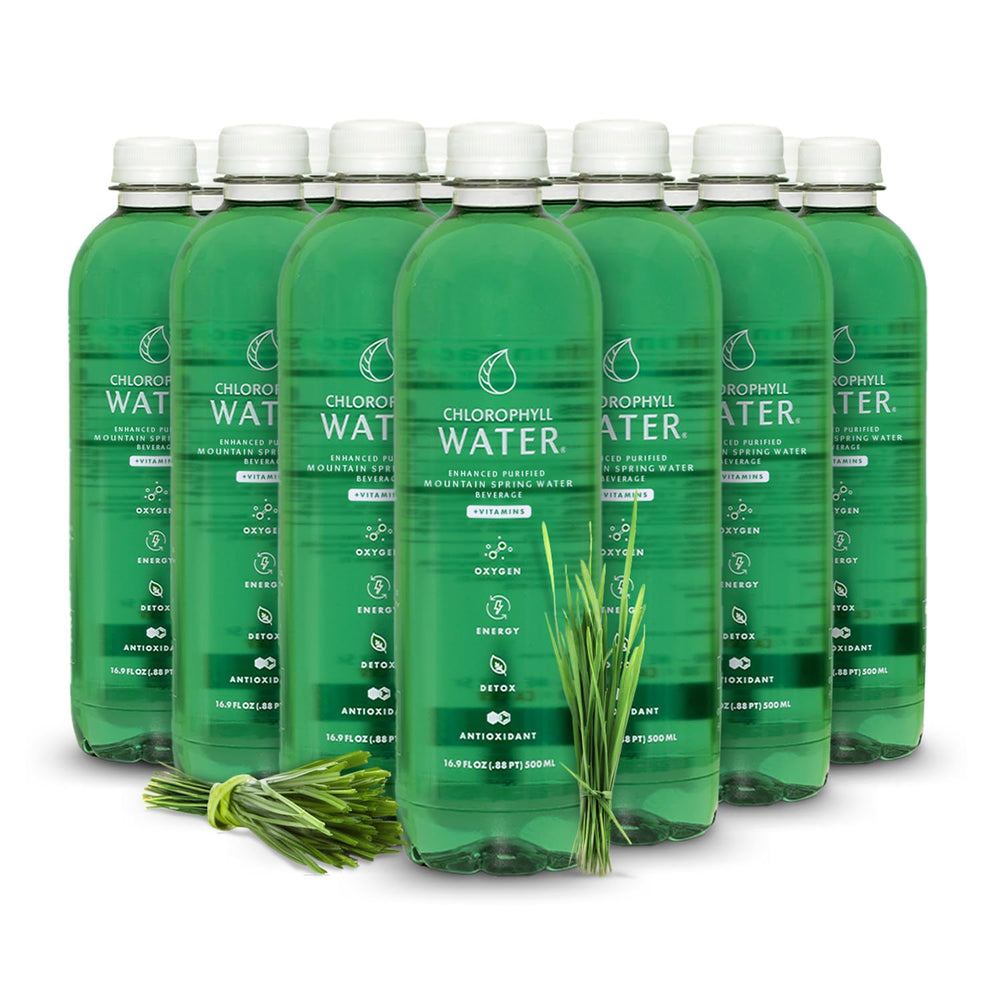 Chlorophyll Water 12-pack front view showing bottles (16.9oz each)