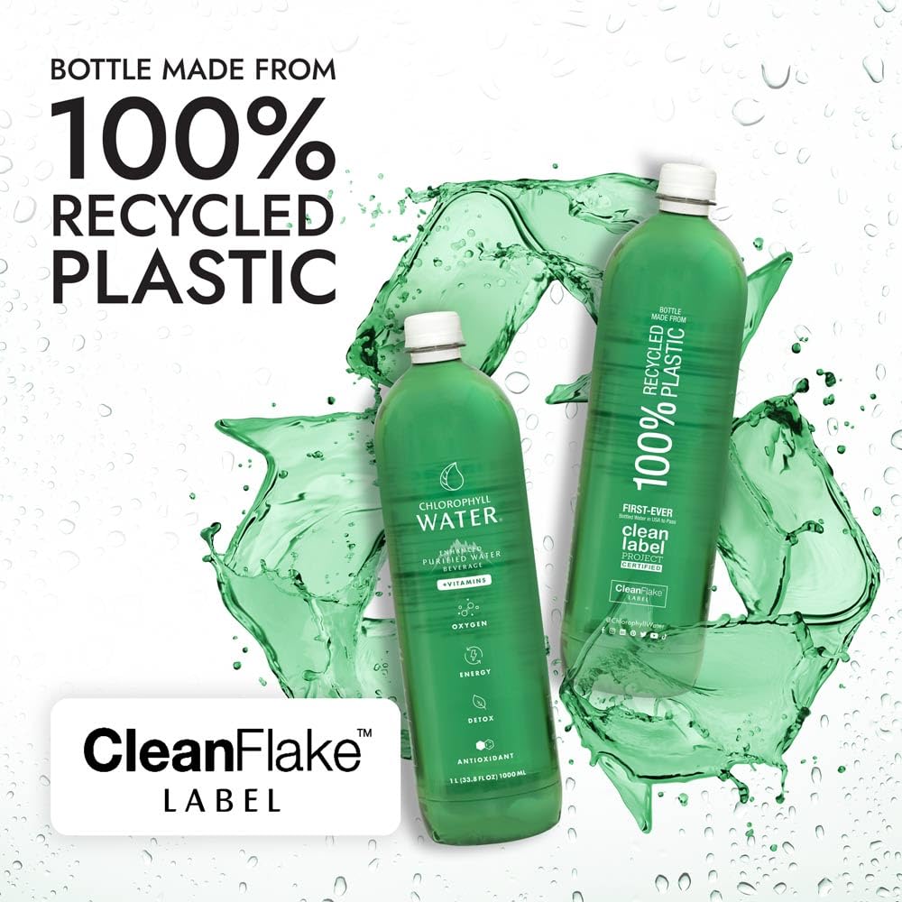 Chlorophyll Water 1L hero image with bottle on backdrop