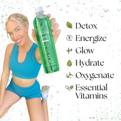 Chlorophyll Water bottle label showing ingredients and vitamins A, B12, C, D