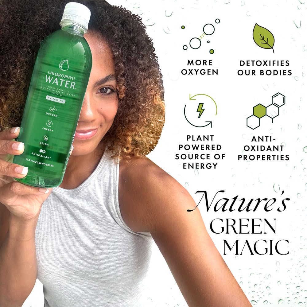 Graphic illustrating energy boost from liquid chlorophyll