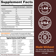 GMP-certified facility label on chocolate collagen powder