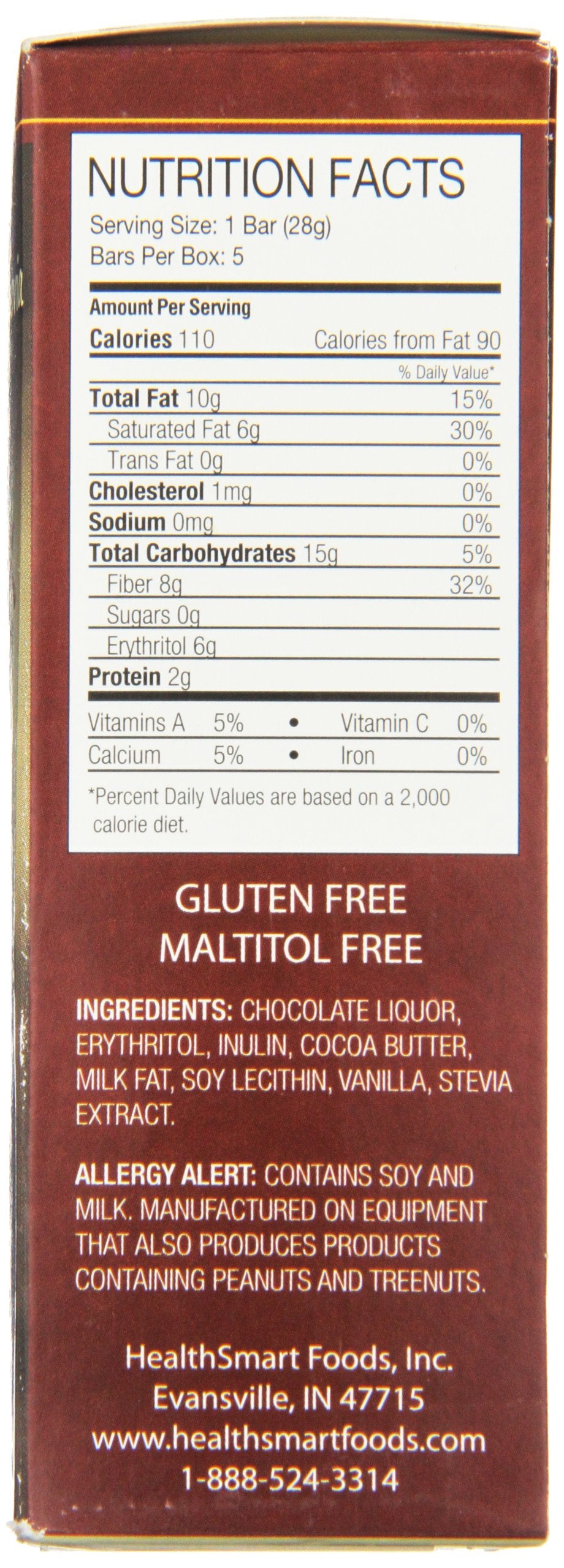 All-natural ingredients for ChocoRite dark chocolate bars