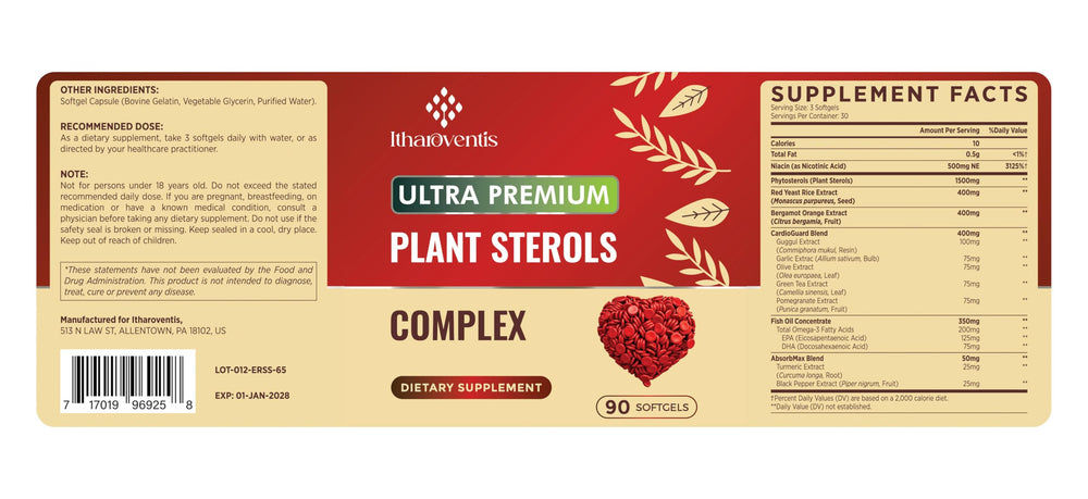 90-softgel bottle of cholesterol-support supplement