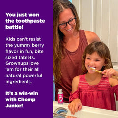 Product label highlighting fluoride-free and clean ingredients