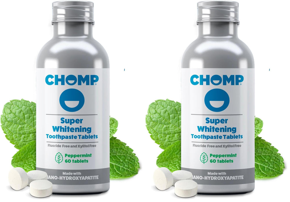 Chomp Super Whitening Toothpaste Tablets pack 2 front view