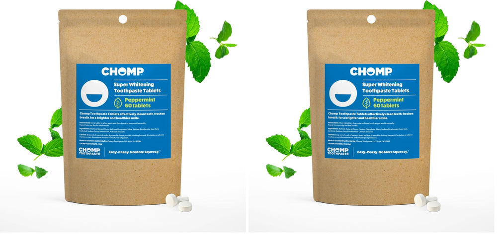 Front view of Chomp Peppermint Toothpaste Tablets Refill Pack 2