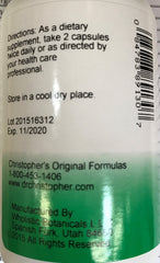 Back label of Christopher’s Original Formulas Joint Formula bottle