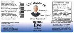 Christopher's Original Formulas eyebright label close-up highlights premium ingredients.