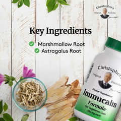 Christopher's Original Formulas Immucalm herbal blend with marshmallow root and astragalus for synergistic immune support.