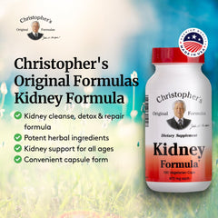 Christopher's Original Formulas kidney formula label emphasizes USA-made quality