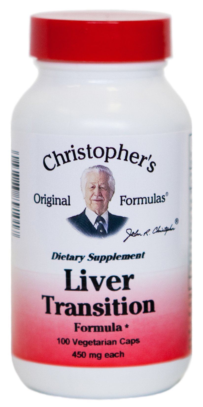 Bottle and label for Christopher's Original Formulas Liver Transition Formula 450 mg (100 vegetarian capsules)