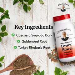 Herbal ingredients visualization for Lower Bowel Formula 100 Vcaps