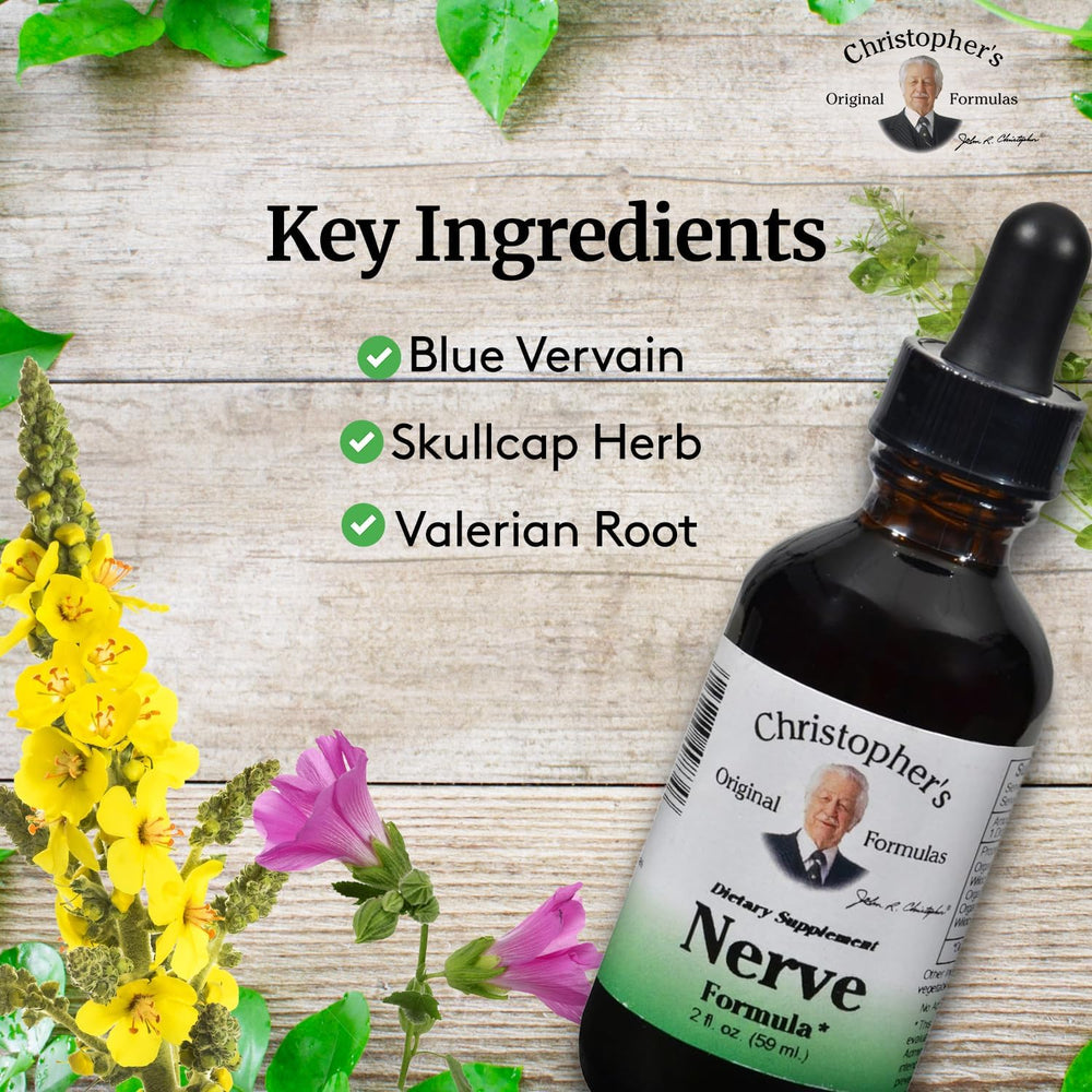 Christopher's Original Formulas Nerve Formula being poured for easy routine integration.