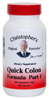 Christopher's Original Formulas Quick Colon Part 1 bottle — daily colon support capsules.