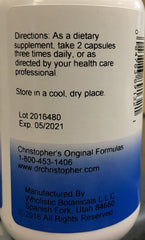 Label on Christopher's Original Formulas Thyroid Maintenance Capsule bottle