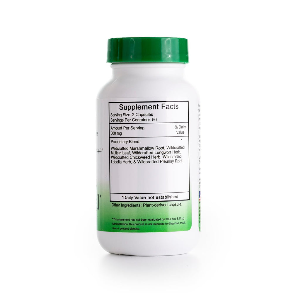 Lung bronchial formula ingredients including mullein leaf and chickweed herb